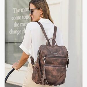 Cluci Faux Leather Vegan Leather Brown Women’s Backpack